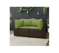vidaXL Canapé d'angle de jardin avec coussins 2 pcs. Marron Poly Rattan