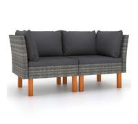 vidaXL Canapé d'angle 2 pcs. Poly rotin et bois massif d'eucalyptus