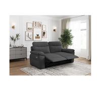 Canapés de relaxation ROSS électriques 3 et 2 places et fauteuil en tissu texturé 3D - Gris foncé