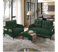 Canapés modulables vert émeraude, canapé 2 places + fauteuil + pouf, 120 x 75 x 79 cm