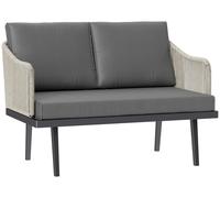 CanapšŠ de jardin 2 places avec coussins en ršŠsine tressšŠe, canapšŠ d'extšŠrieur cadre en acier 110 x 70 x 72 cm gris foncšŠ