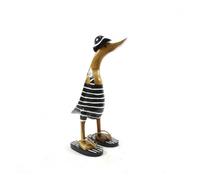 Canard décoratif en bois 35cm Maillot de bain rayé noir & blanc