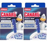 Canard WC Fresh Disc Eau Bleue - Bloc Sans Cage Nettoyant WC - Colore l'Eau en Bleue - 1 Diffuseur et 1 Recharge, 6 Disques (Lot de 2)