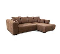 Canavadore Canapé d'angle Mavericco/XXL Canapé d'angle IN oussin de Dos et Coussin décoratif/Fauteuil Droit/Style Industriel / 285 x 69 x 170 (LxHxP) / Microfibre Brun Clair