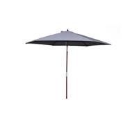Cancun - Parasol En Bois Inclinable Rond Toile Grise Gris