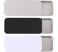 CANCYCC Lot de 3 petites boîtes en métal - 8 x 3,4 x 1,2 cm - Couvercle coulissant - Boîte de rangement rectangulaire - Pour bonbons, bijoux, bricolage, pilules, kit de survie