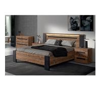 CANDAS - Chambre 140x190cm + Chevets + Commode Effet Bois