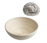 CANDeal 22cm Panier d'épreuvage Banneton pour pain au levain, Rond Brotform en rotin de canne pour bâtards avec doublure en tissue