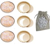 CANDeal 6 pièces mini moule à tarte rond Pie Pan et 500g de haricots de cuisson en céramique, anti-adhésif avec fond libre et moules à quiche Pan, moule à tarte cannelé Torte Pie Dosen Pan