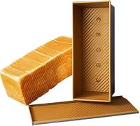 CANDeal Pour 1000g de pâte à pain grillé Moule à pâtisserie Moule à pain avec couvercle(or-rectangle-ondulation)