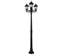 Candélabre 3 flammes lampadaire extérieur lampe d'allée lampe de jardin lanterne noire lampe de terrasse, plastique verre, 3x E27, LxlxH 55 x 47,5 x 200 cm
