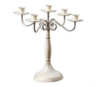 Candélabre à 5 têtes en fer blanc et doré, pour décoration de salle à | Fer robuste, style européen vintage, assemblage facile, pour mariages, dîners, décoration de salle à manger romantique (blanc