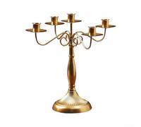 Candélabre à 5 têtes en fer blanc et or pour décoration de salle à manger | Fer robuste, style européen vintage, assemblage facile, parfait pour les mariages, dîners, décoration de salle à manger