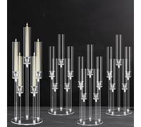 Candélabre en Acrylique à 5 Bras pour Centre de Table, bougeoir Transparent bougeoirs de 68 cm de Haut avec Abat-Jour, Compatible avec Bougies LED(4PCS)