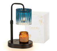 Candeldo Chauffe-bougie avec minuterie : chauffe-bougies bleues avec 2 ampoules réglables en hauteur à intensité variable pour pendaison de crémaillère, cadeau de pendaison de crémaillère, cadeau pour