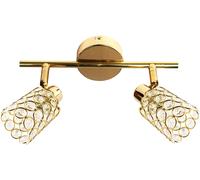 Candellux York plafonnier 2x40 W laiton-cristal 92-70104