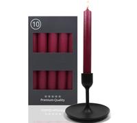 Candelo Lot de 10 bougies de table - Bordeaux - 18,5 cm - Durée de combustion : 7,5 heures - Bougies coniques pour chandeliers et lustres