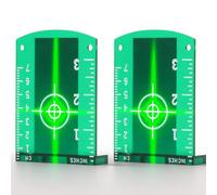 Candeon cible laser magnétique, 2 Pièces Panneau cible laser vert avec Réflecteurs, cible lignes croisées Plaque de Visée Laser en ABS avec Pouces/Centimètres échelle pour Améliorer la Visibilité