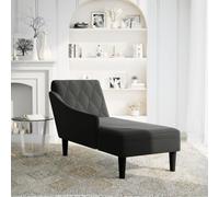 Canditree Chaise Longue Méridienne Côté Droit, Canapé avec Accoudoir pour Salon, Appartement, Petit Espace (Noir)