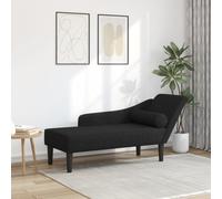 Canditree Chaise Longue Méridienne Côté Droit en Tissu, Fauteuil Relax Canapé Méridienne avec Accoudoir pour Salon, Appartement (Noir)