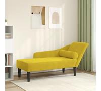 Canditree Chaise Longue Méridienne Côté Droit en Velours, Fauteuil Relax Canapé Méridienne avec Accoudoir pour Salon, Appartement (Jaune)