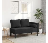 Canditree Chaise Longue Méridienne Côté Droit en Velours, Noir | Canapé avec Coussin Lombaire pour Salon, Appartement, Petit Espace