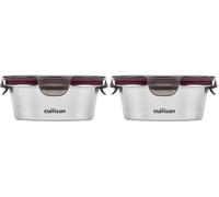 Candl Cuitisan (Flora) conteneur hermétique en acier inoxydable avec un couvercle à clip, rond (Ø12,4cm x 5,4cm / 300ml) (Ø 12,4cm x 5,4cm / 300ml) (Lot de 2)