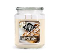 Candle-Brothers Bougie parfumée Fresh Baked Waffle & Cream, en Verre, 2 mèches, 510 g, 100 Heures de brûlure, crème.