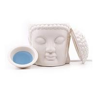 Candle-Brothers Brûleur électrique Bouddha en céramique, pour parfums de cire, H x L x P : 18 x 14,5 x 9 cm, relaxant, porcelaine, blanc