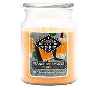 Candle-Brothers Grande bougie parfumée dans un verre, avec couvercle, orange Dreamsicle, à 2 mèches, longue durée de combustion, cadeau pour femme