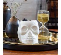 Candle-Brothers Lampe aromatique en forme de tête de mort - Lampe aromatique pour cire parfumée avec bougie chauffe-plat - Lampe parfumée en céramique blanche - Pour bureau, chambre à coucher, yoga