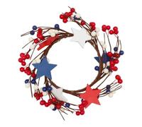 Candle Wreath - Candle Ring Wreath | Festive Centerpiece Ornament Reusable | Patriotism Candles Wreaths Artificial Berry | for Party Gathering Mantel Fireplace Living Room Bedroom Study Bedside