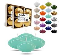 CANDLY HANDMADE Grandes 4x Bougies flottantes Premium Ø 70 mm | Anniversaire & Jour du Nom, Réception de Mariage, Saint Valentin, Pâques, Noël, Décoration de maison élégante, Candles (Menthe)