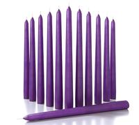 CANDWAX Lot de 12 bâtons de bougie coniques violettes de 25,4 cm - Bâtons de bougie coniques non parfumées, sans fumée et sans coulures - Parfaits comme chandeliers coniques pour les occasions