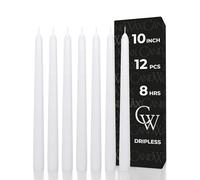 CANDWAX Lot de 12 bougies coniques blanches de 25,4 cm, idéales pour les décorations de Noël - Bougeoirs non parfumés, sans coulée, sans fumée, à combustion longue durée, bougeoirs de Noël