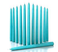 CANDWAX Lot de 12 bougies coniques de 25,4 cm - Bougies coniques sans gouttes et bougeoirs non parfumés - Parfaites pour un dîner ou un mariage - Bougie turquoise