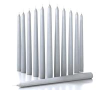 Candwax Lot de 12 bougies coniques de 30,5 cm - Sans gouttes et sans fumée - Bougies à combustion lente parfaites comme décoration de Thanksgiving - Gris clair