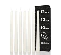 CANDWAX Lot de 12 bougies coniques ivoire 30,5 cm - Ne goutte pas et idéales pour un mariage - Longue combustion et sans parfum - Bougies ivoire