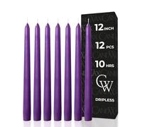 CANDWAX Lot de 12 bougies coniques violettes de 30,5 cm - Bâtons de bougie coniques sans fumée sans goutte - Chandeliers coniques pour occasions spéciales et dîners ordinaires - Bougies coniques