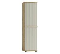 CANDY Armoire 1 porte 7 étages 49x199 cm courbée à relief en bois design épuré Blanc cassé