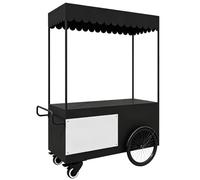 Candy Bar Chariot en Acier Galvanisé, Capacité de 300 Kg, roulettes Pivotantes Résistantes a l'usure, Chariot de Restauration Portable avec Auvent en Tissu Oxford(Black,100cm/39in)