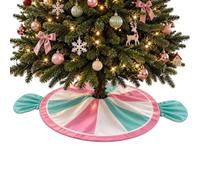 Candy Cane Christmas Tree Mat Decorative Tree Skirt Holiday Party Decor | Holiday Tree Skirt for Party Home Yard Garden Indoor Outdoor Fireplace Entryway