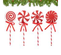 Candy Cane Lot de 4 décorations de Noël en forme de canne à sucre | Sapin de Noël sucettes - Décoration pour balcon, jardin, maison