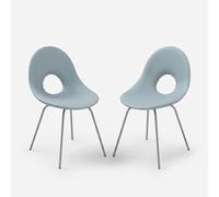 Candy Lot de 2 chaises design en polyéthylène et fer pour intérieur et extérieur - Bleu