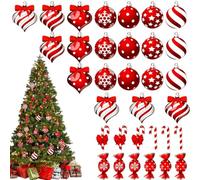 Candy Ornaments Lot de 36 boules en bois | Boule de Noël pour intérieur et extérieur, jardin, cour, porte, chambre, bureau, magasin, portail
