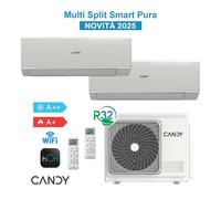 Candy Pura CY2T14 + CY12 + CY09 Climatiseur Double Split 12000+9000Btu 2,6+3,5Kw