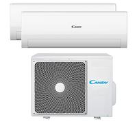 Candy, Smart Line Climatiseur à air Dualsplit avec 1 unité extérieure et 2 intérieures 12 000 BTU, silencieux, avec multidirection, autonettoyage et télécommande