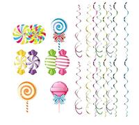 Candy Swirl Decorations Lot de 48 décorations colorées en pour | Décorations de fête sur le thème des bonbons pour la maison, le bureau, le salon, la salle de bain, le portail quotidien