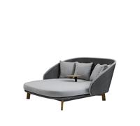 Cane-line Chaise longue Peacock Weave Cane-Line Natté grey/light grey. in oussins light grey & table
