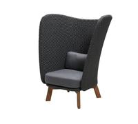 Cane-line Fauteuil lounge Peacock Highback Cane-Line Natté Dark grey. in oussins gris. pieds en teck